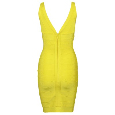 Ari v-neck yellow bandage dress